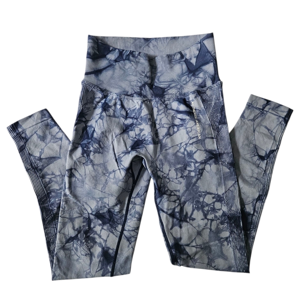 AUTHENTIC AMERICAN Blue Tie Dye "Scrunch Butt" Leggings | SZ S - Picture 1 of 7